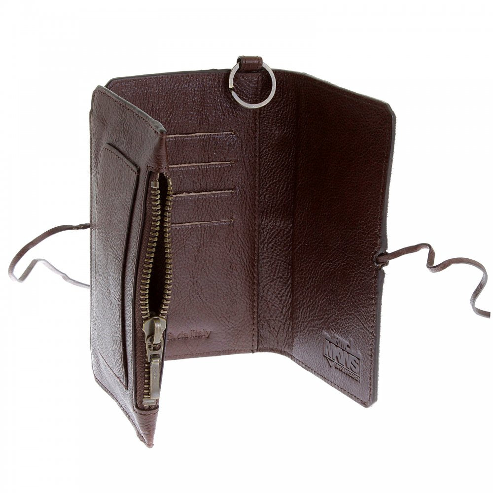 Mens Brown Leather/Horse Hair 3 Fold Credit Card Wallet