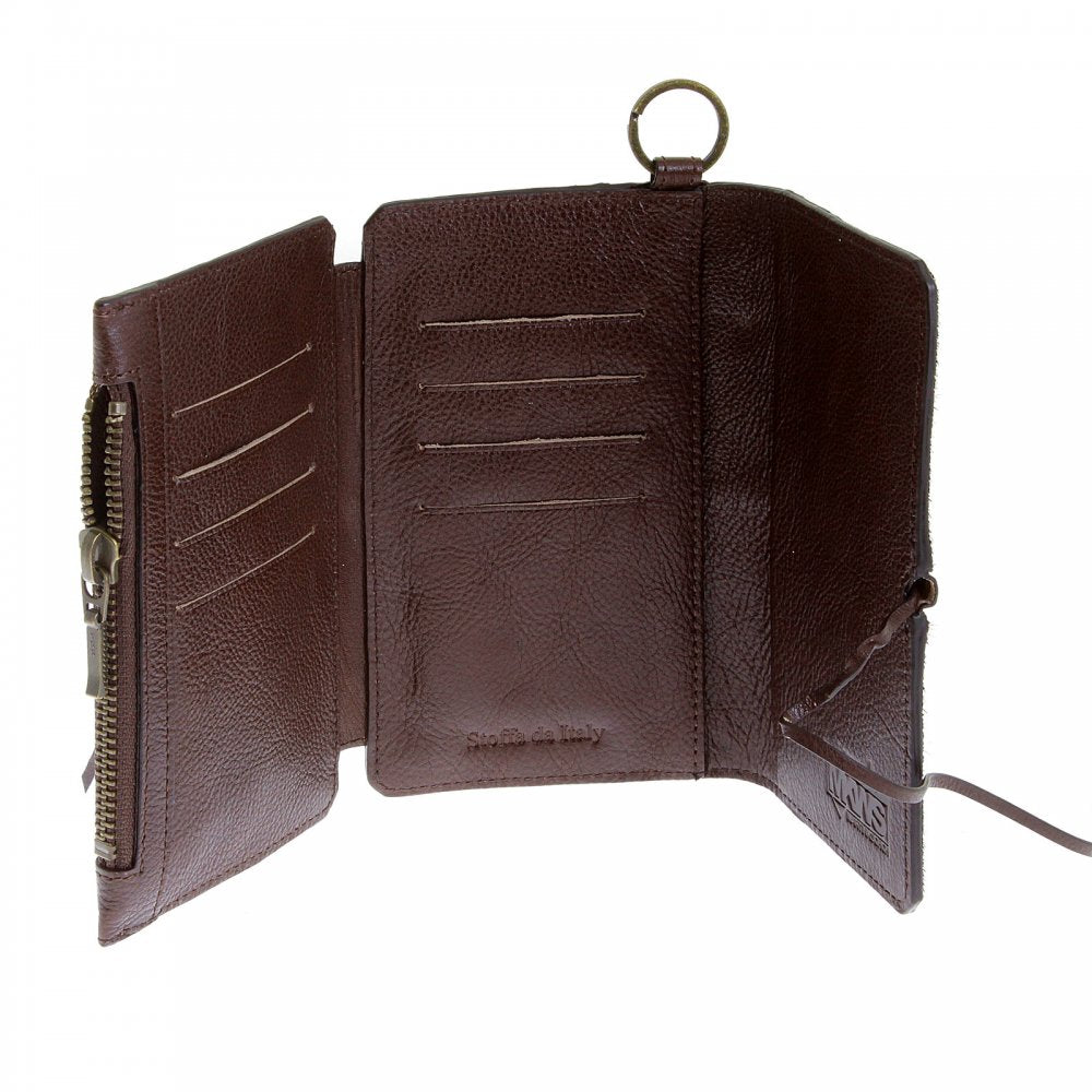 Mens Brown Leather/Horse Hair 3 Fold Credit Card Wallet