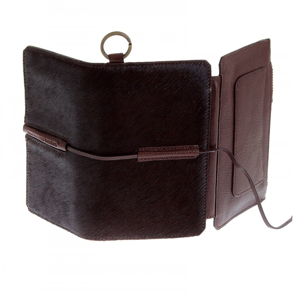 Mens Brown Leather/Horse Hair 3 Fold Credit Card Wallet