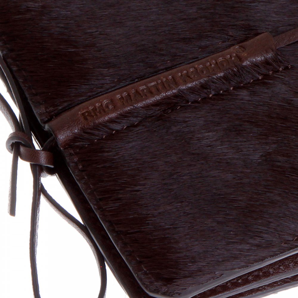Mens Brown Leather/Horse Hair Wallet with Shoe Lace Tie Closure