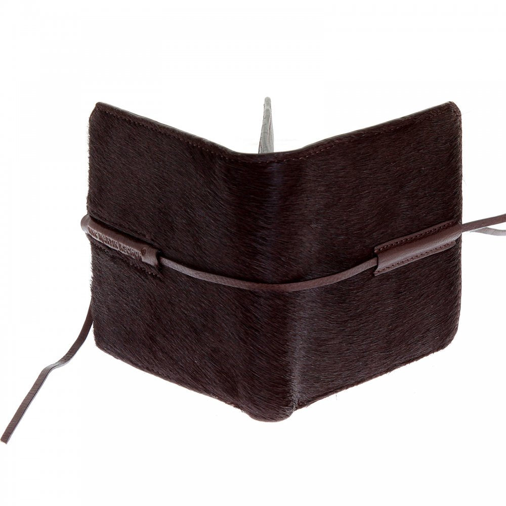 Mens Brown Leather/Horse Hair Wallet with Shoe Lace Tie Closure