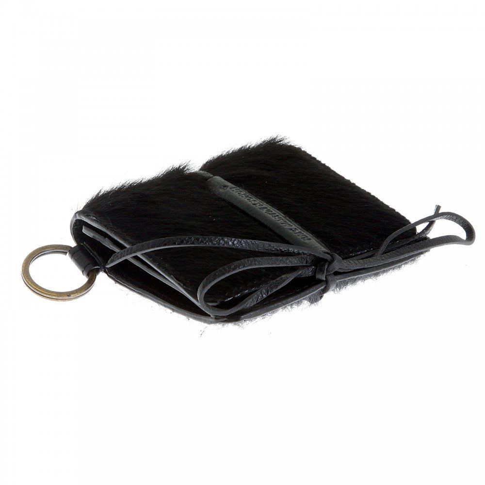 Mens Black Leather/Horse Hair Pouch with Shoe Lace Tie Closure