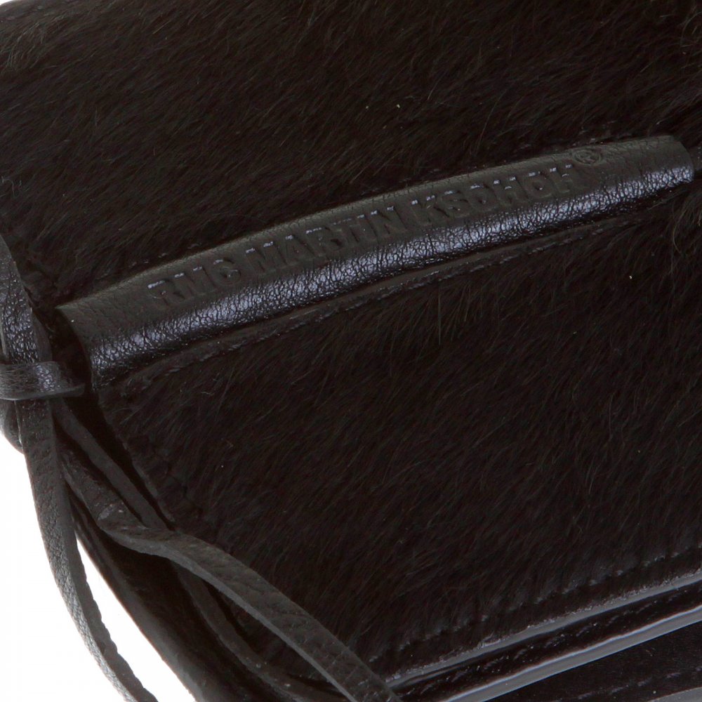 Mens Black Leather/Horse Hair Pouch with Shoe Lace Tie Closure