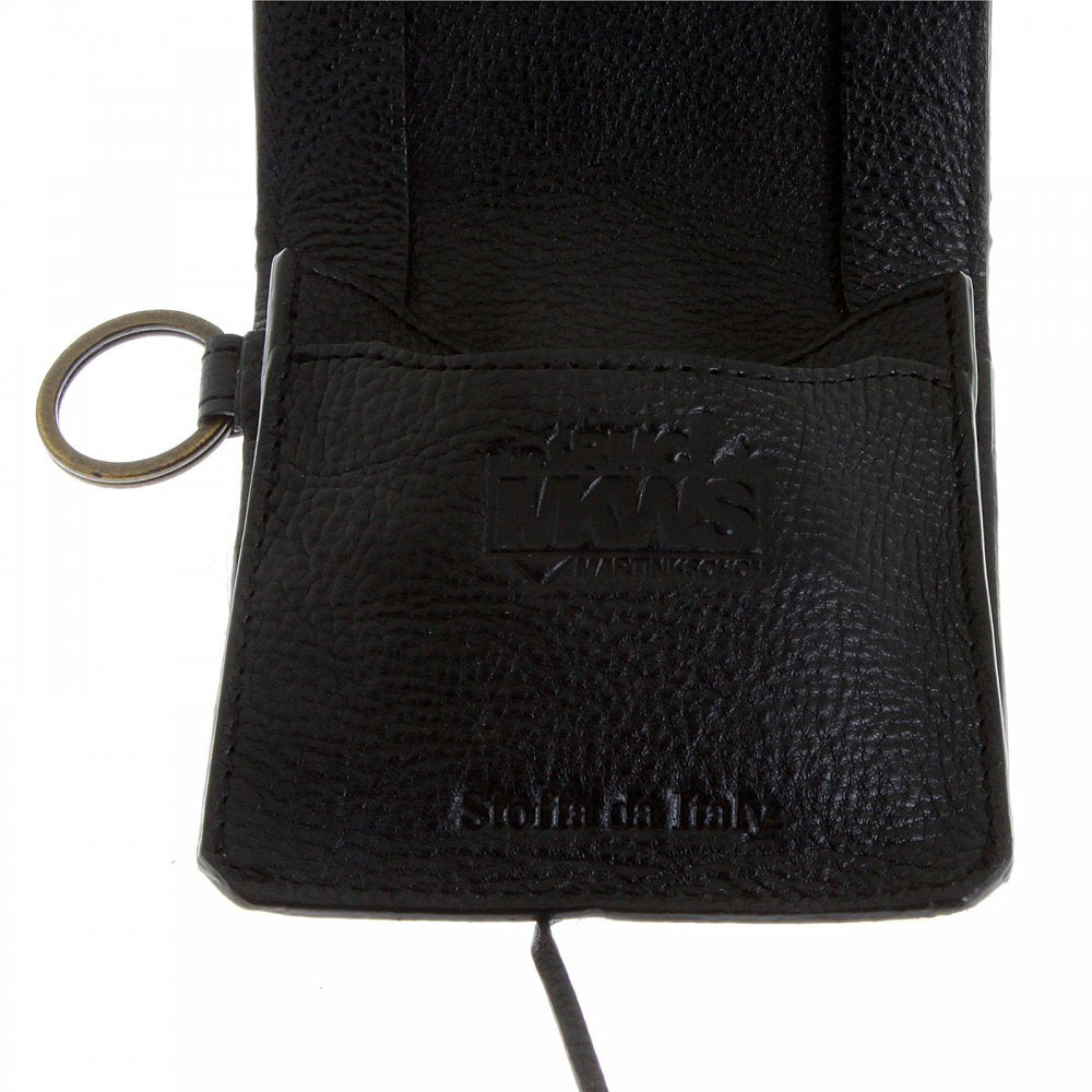 Mens Black Leather/Horse Hair Pouch with Shoe Lace Tie Closure