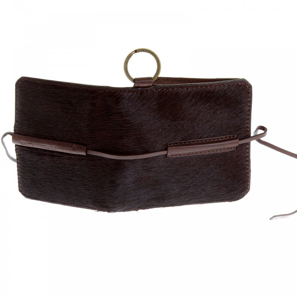 Mens Brown Leather/Horse Hair Pouch with Shoe Lace Tie Closure