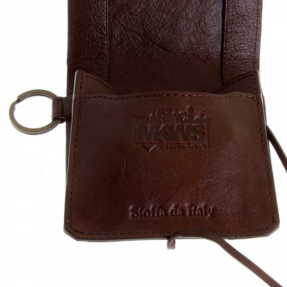 Mens Brown Leather/Horse Hair Pouch with Shoe Lace Tie Closure