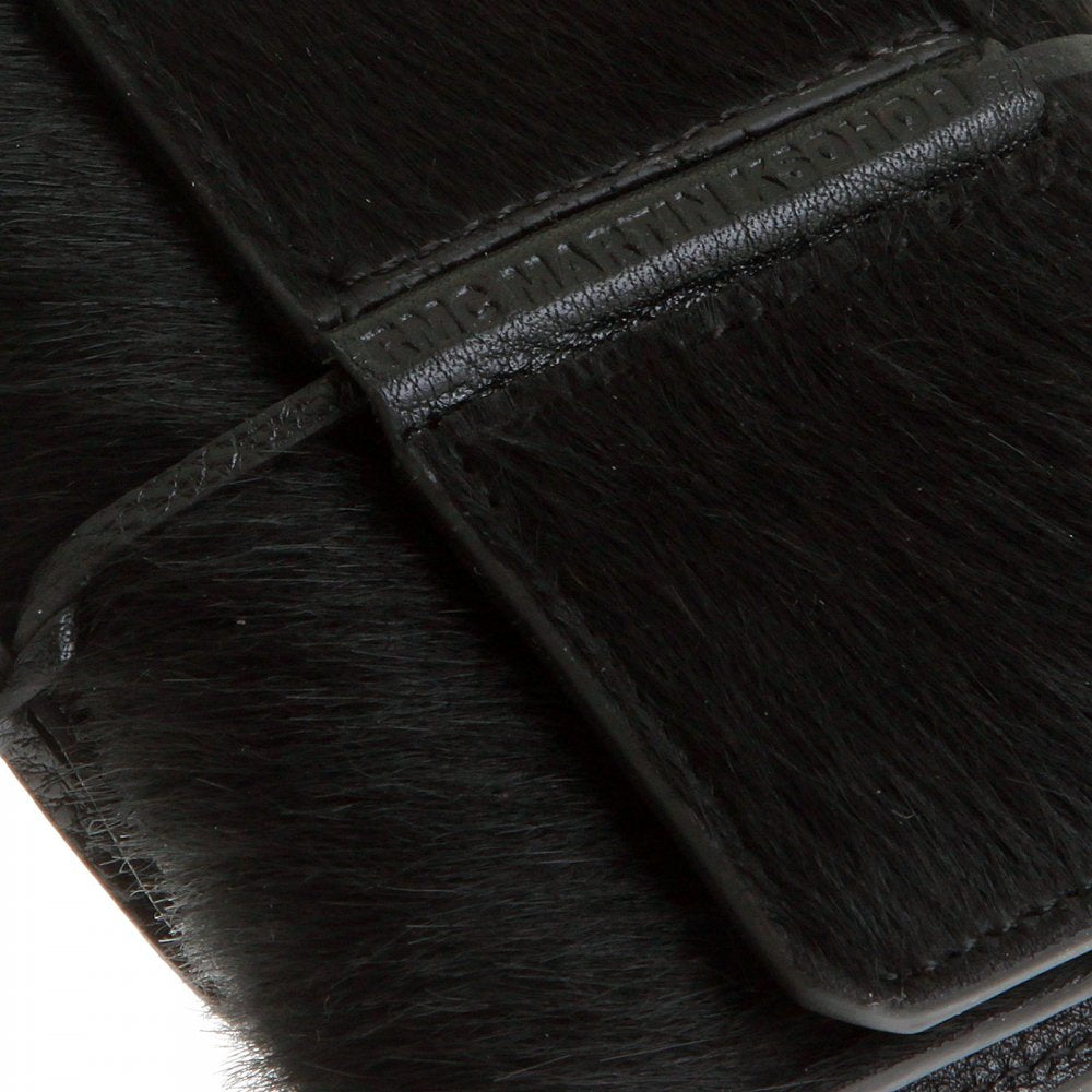 Mens Black Leather/Horse Hair 3 Fold Credit Card Mini Wallet