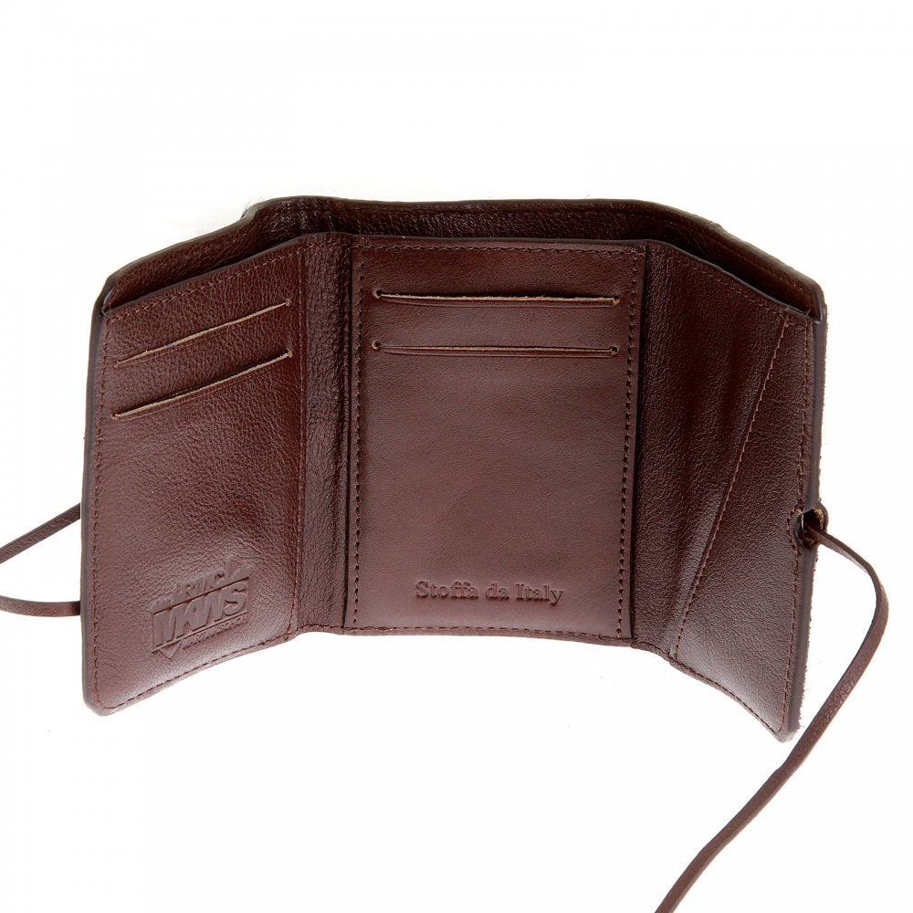 Mens Brown Leather/Horse Hair 3 Fold Credit Card Mini Wallet