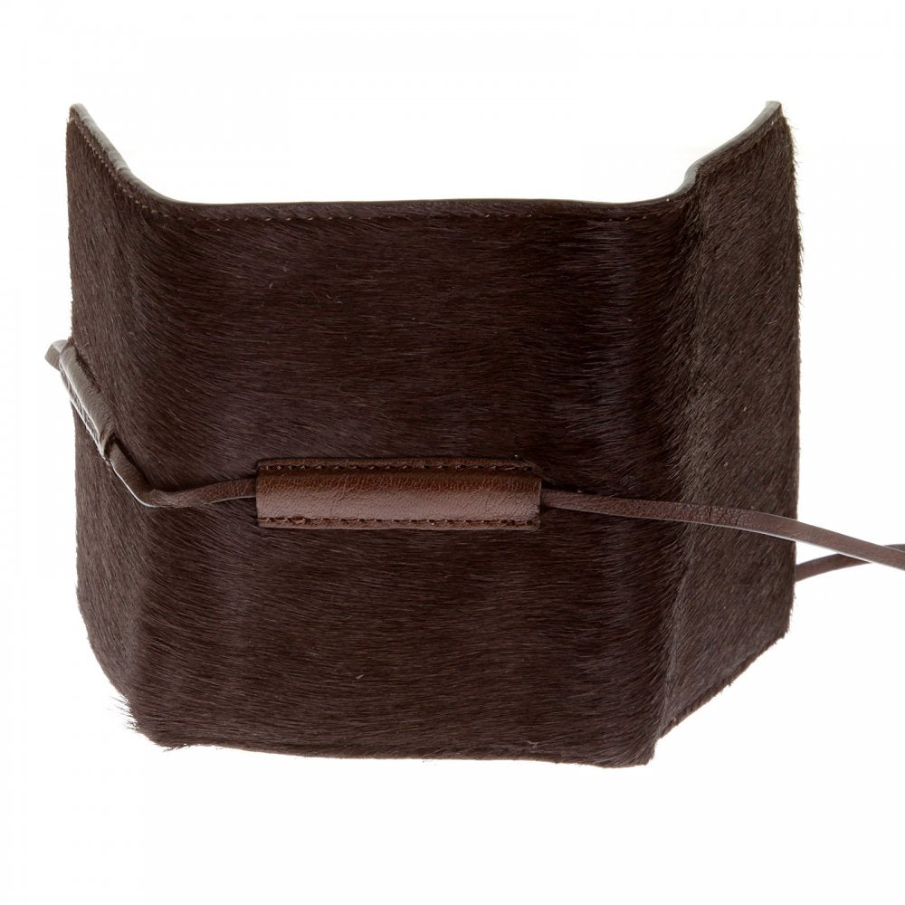 Mens Brown Leather/Horse Hair 3 Fold Credit Card Mini Wallet
