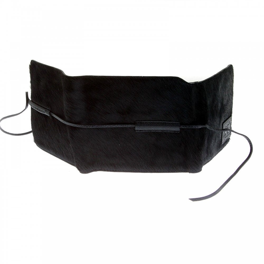 Mens Black Leather/Horse Hair 3 Fold Credit Card & Coin Pouch Landscape Wallet