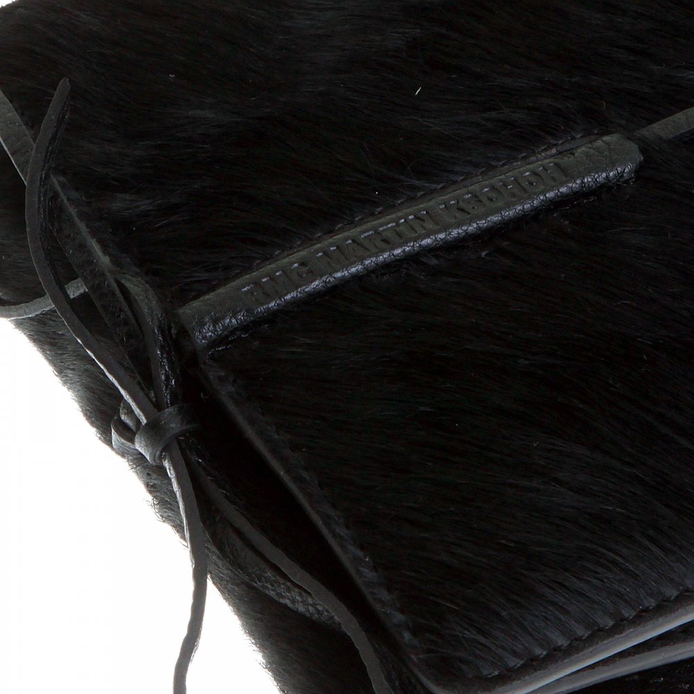 Mens Black Leather/Horse Hair 3 Fold Credit Card & Coin Pouch Landscape Wallet
