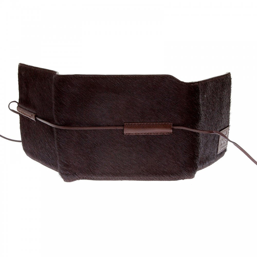 Mens Brown Leather/Horse Hair 3 Fold Credit Card & Coin Pouch Landscape Wallet