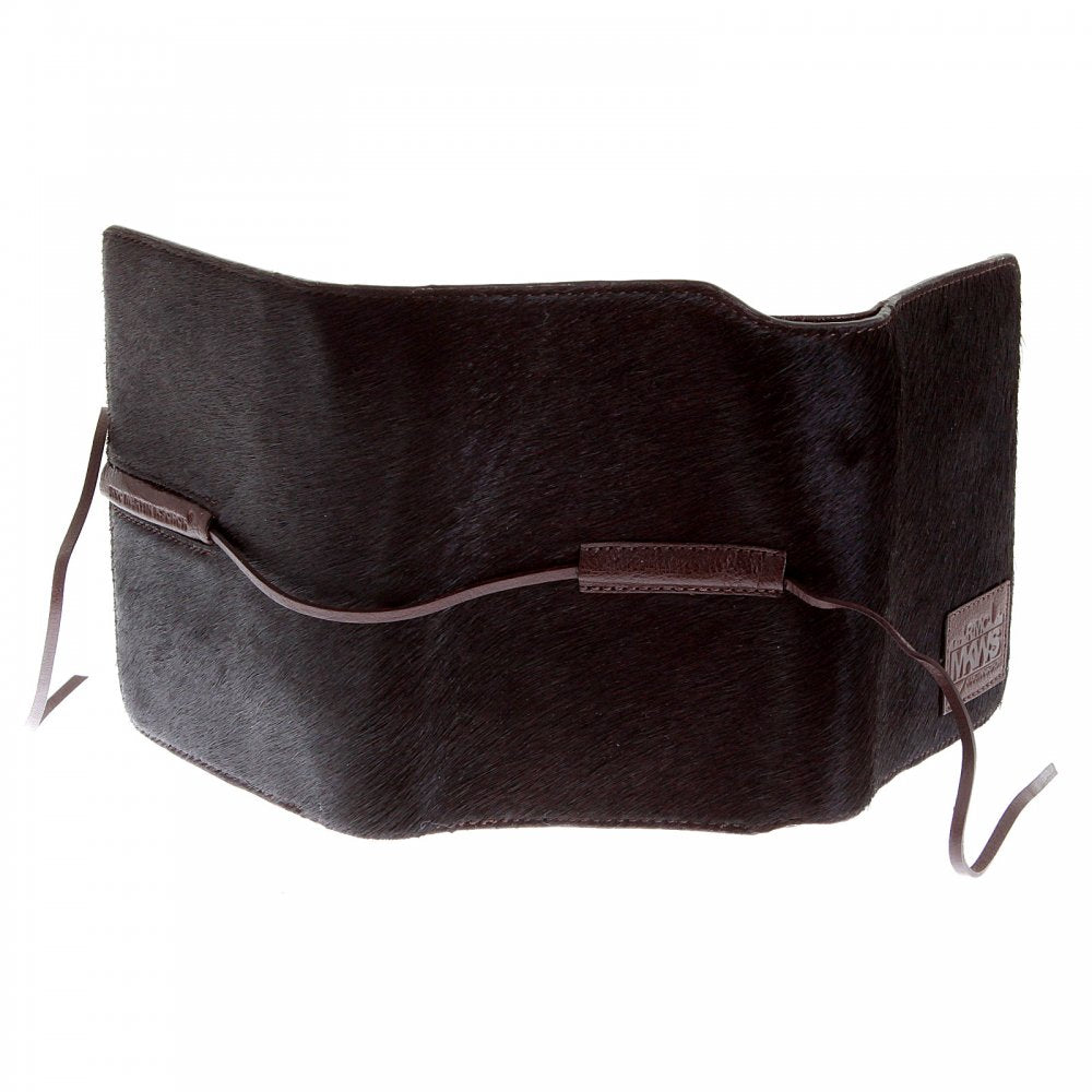 Mens Brown Leather/Horse Hair 3 Fold Credit Card & Coin Pouch Portrait Wallet