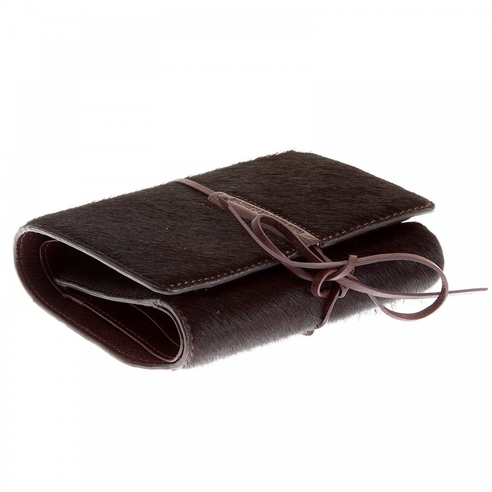 Mens Brown Leather/Horse Hair 3 Fold Credit Card & Coin Pouch Portrait Wallet