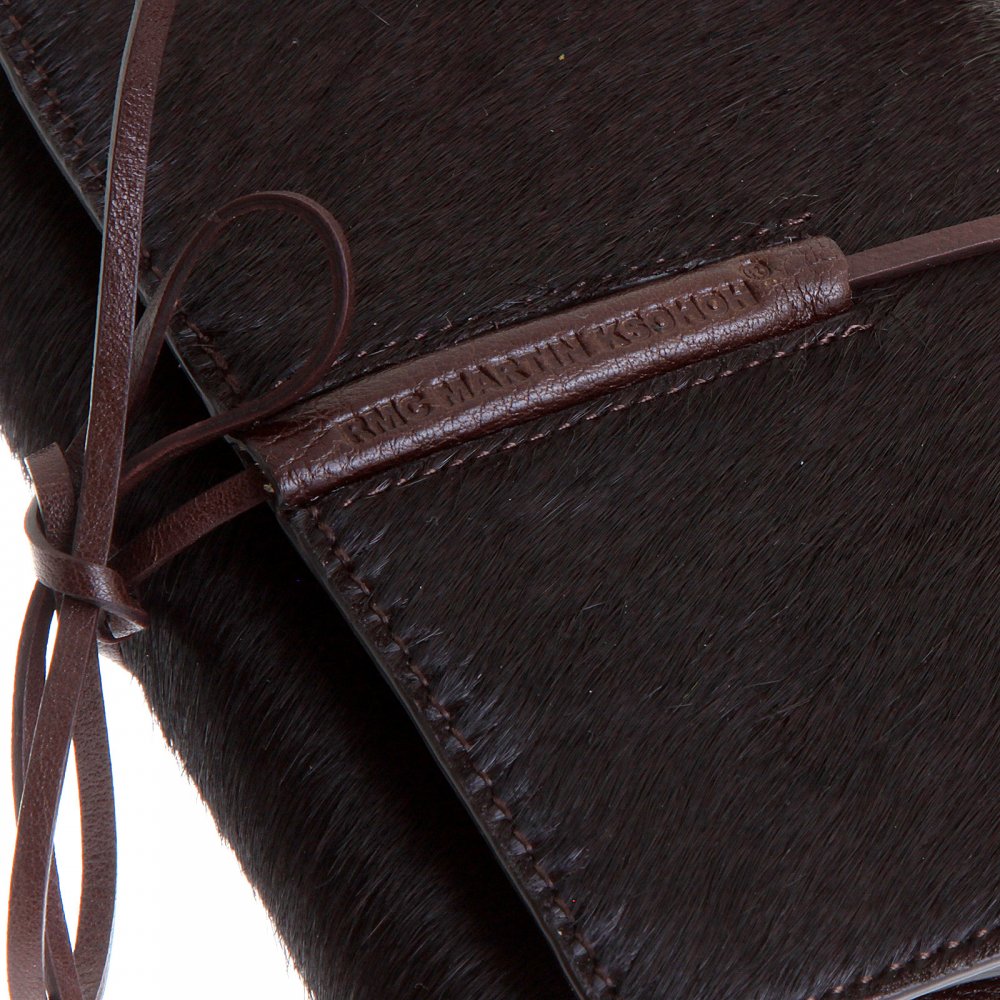 Mens Brown Leather/Horse Hair 3 Fold Credit Card & Coin Pouch Portrait Wallet
