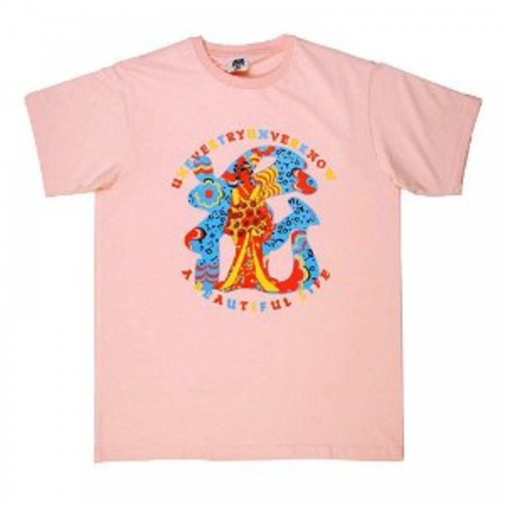 Pink Crew Neck Regular Fit Short Sleeve T-shirt with Shehana Yogahar Flower
