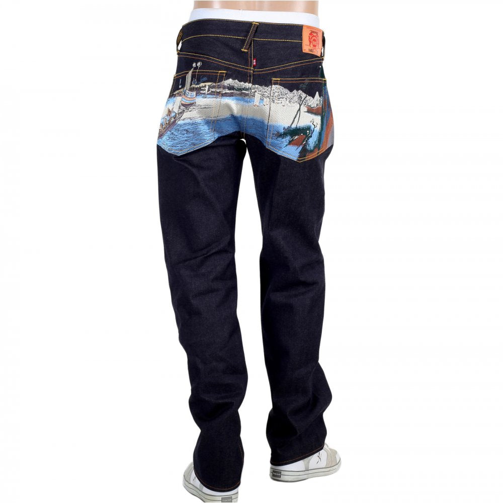 Toyo Story Fisherman Dark Indigo Vintage Cut Raw Selvedge Denim Jeans for Men