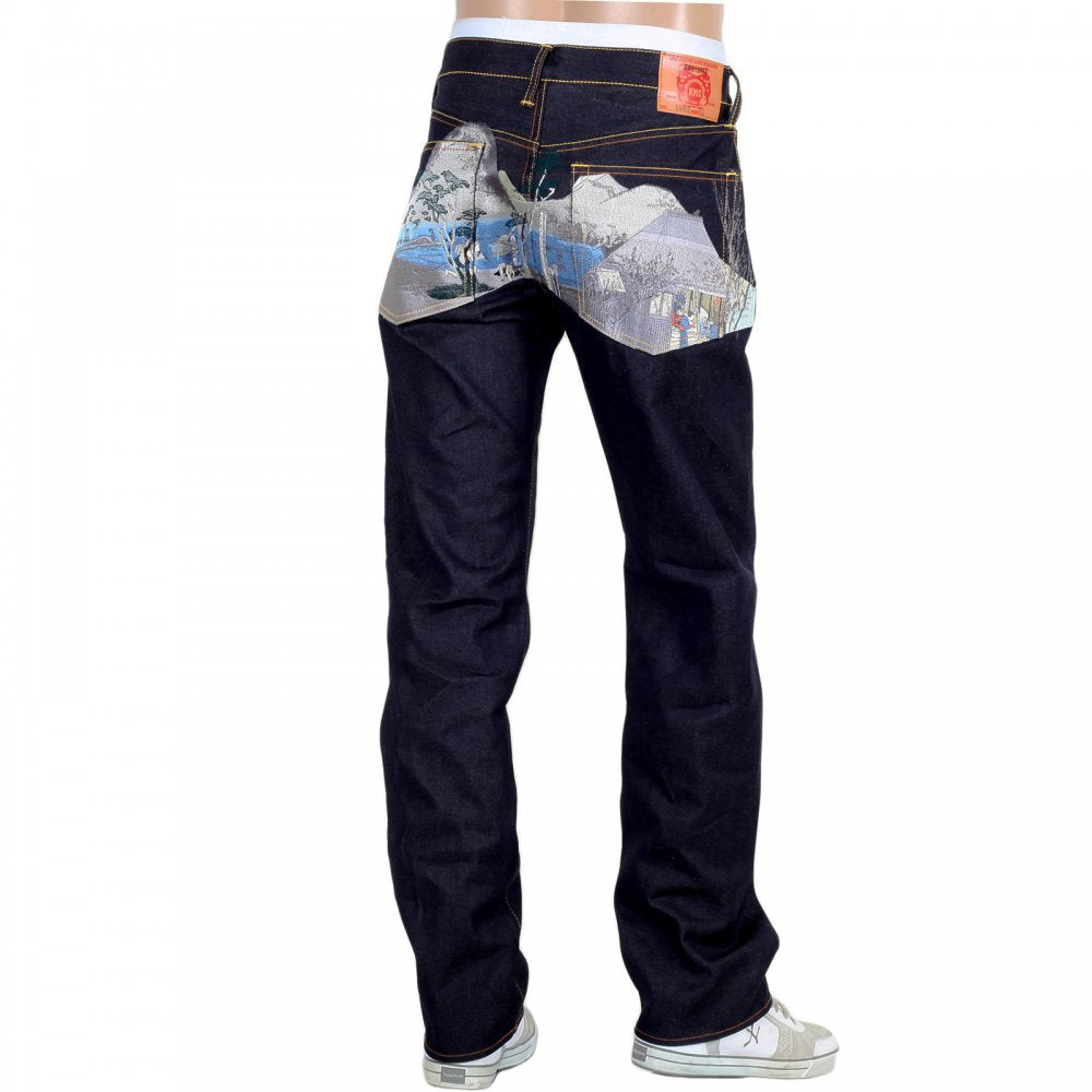 Mens Dark indigo Japan selvedge raw denim jean