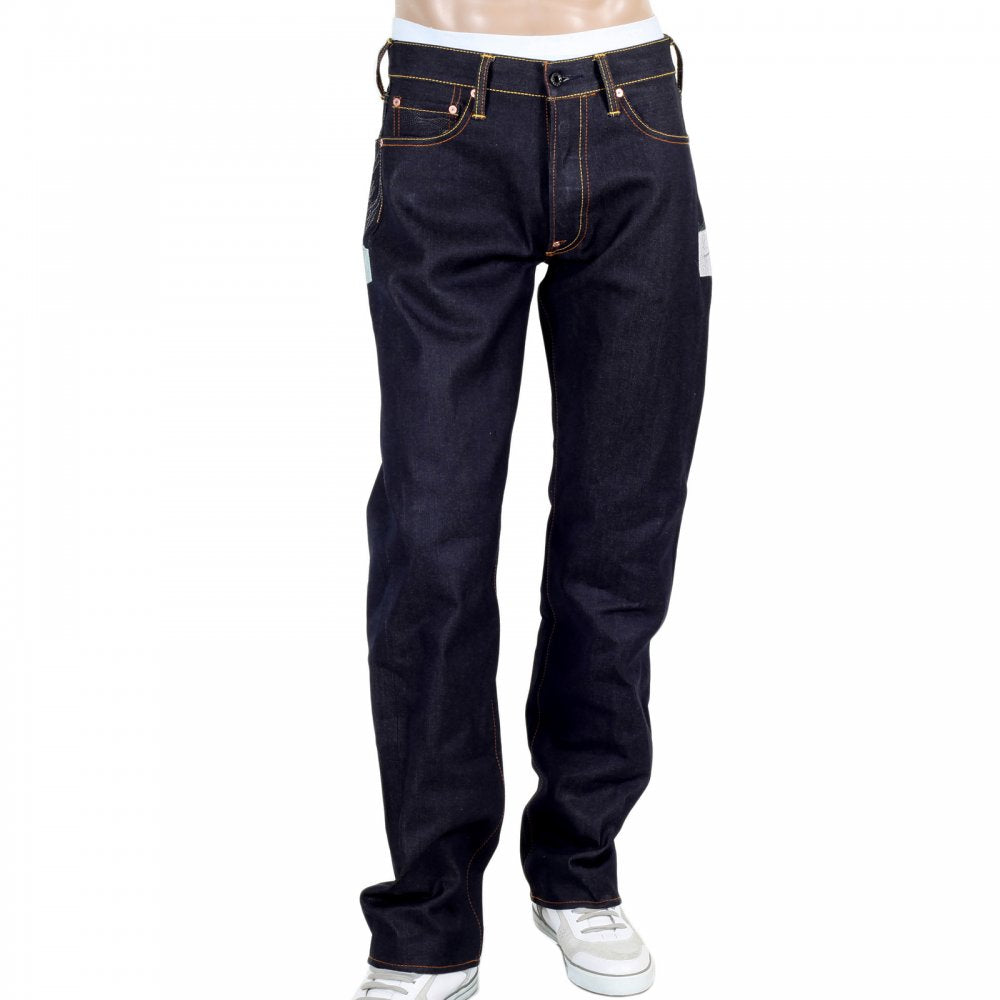 Mens Dark indigo Japan selvedge raw denim jean