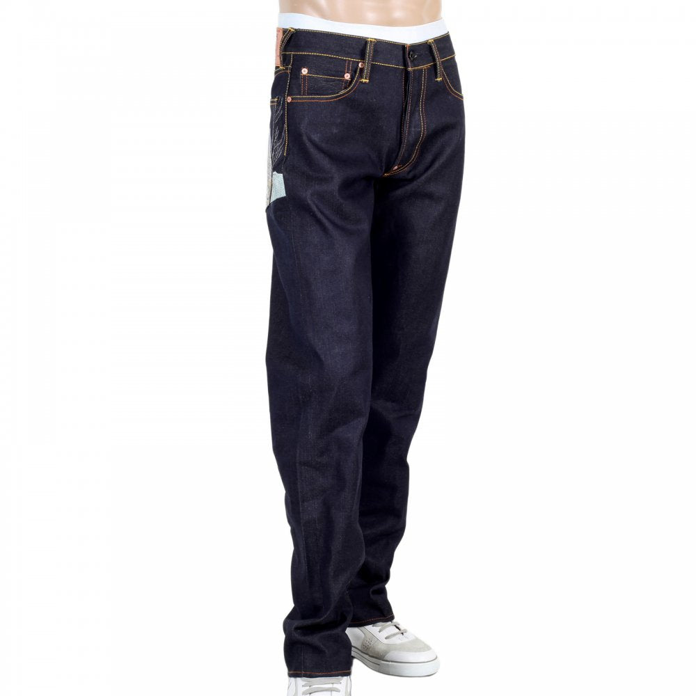 Mens Dark indigo Japan selvedge raw denim jean