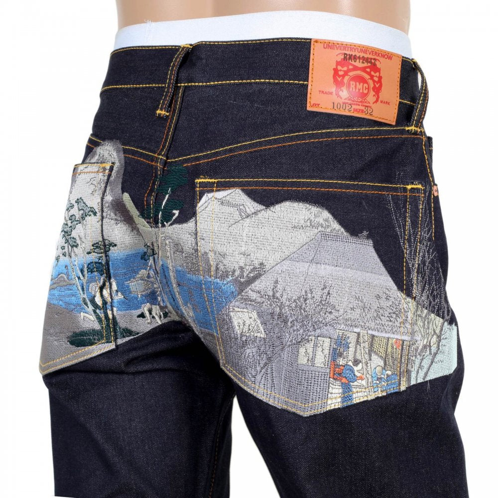 Mens Dark indigo Japan selvedge raw denim jean