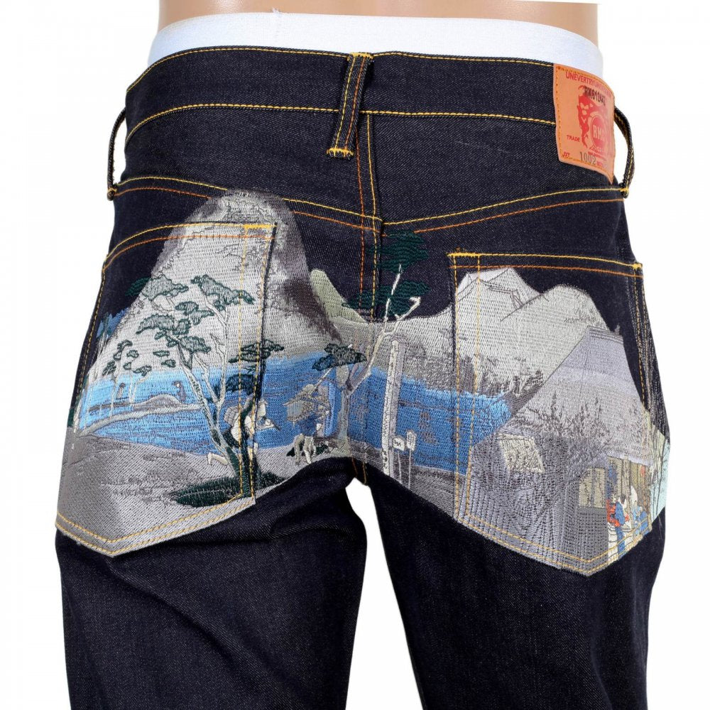 Mens Dark indigo Japan selvedge raw denim jean