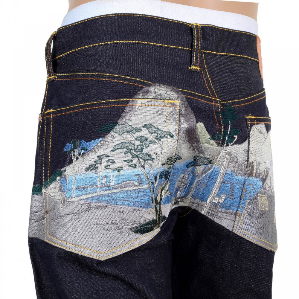 Mens Dark indigo Japan selvedge raw denim jean