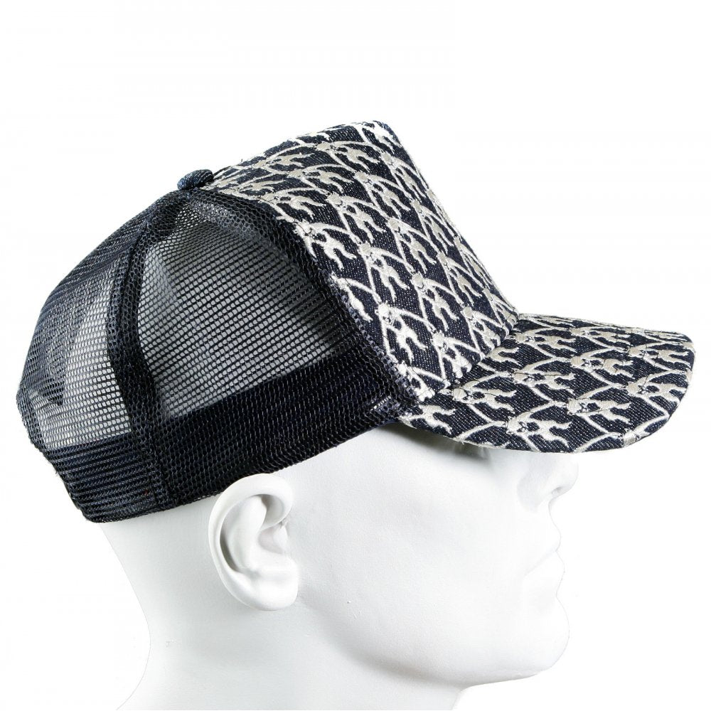 Black Mesh with silver embroidered mens cap