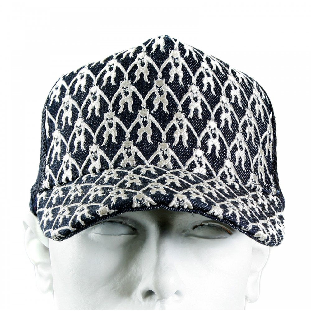 Black Mesh with silver embroidered mens cap