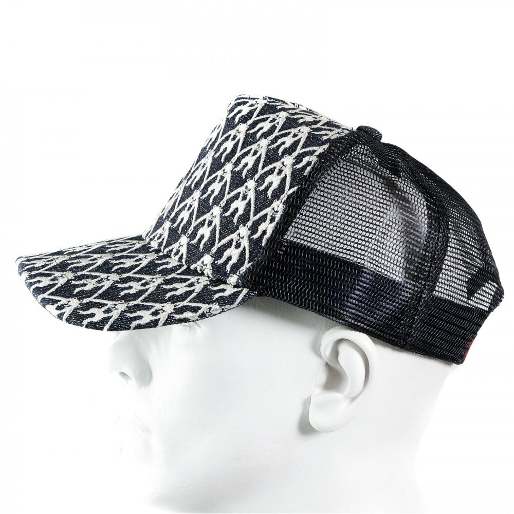 Black Mesh with silver embroidered mens cap