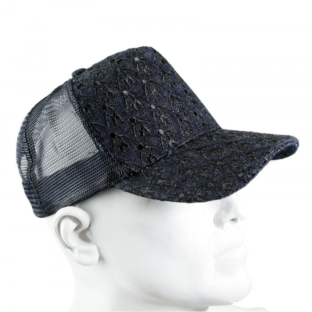 Black Mesh with back embroidered cap for men