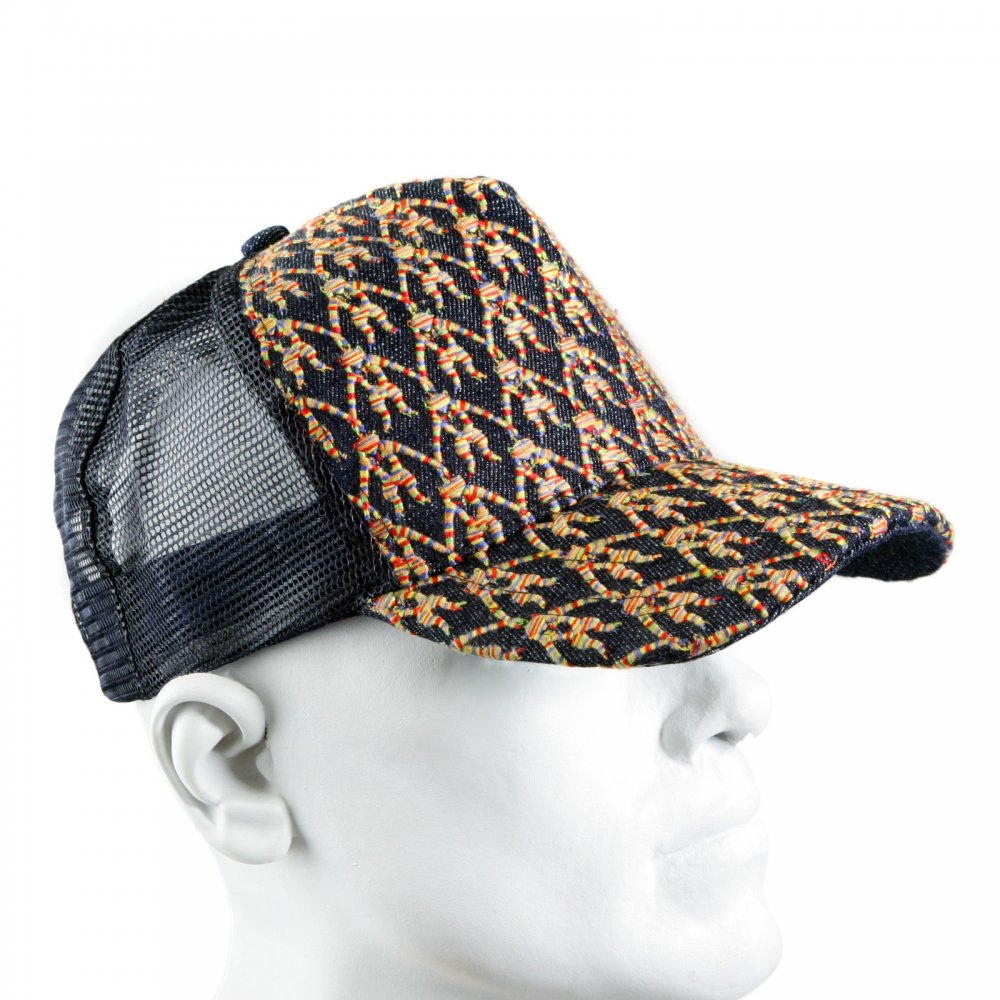 Mens black mesh with rainbow embroidered cap