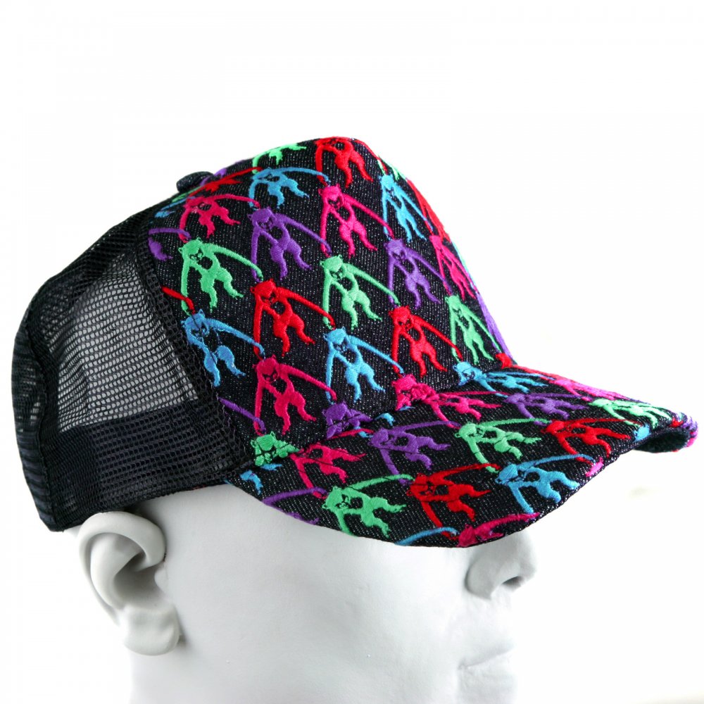 Mens black mesh with 5 colour combo embroidered cap