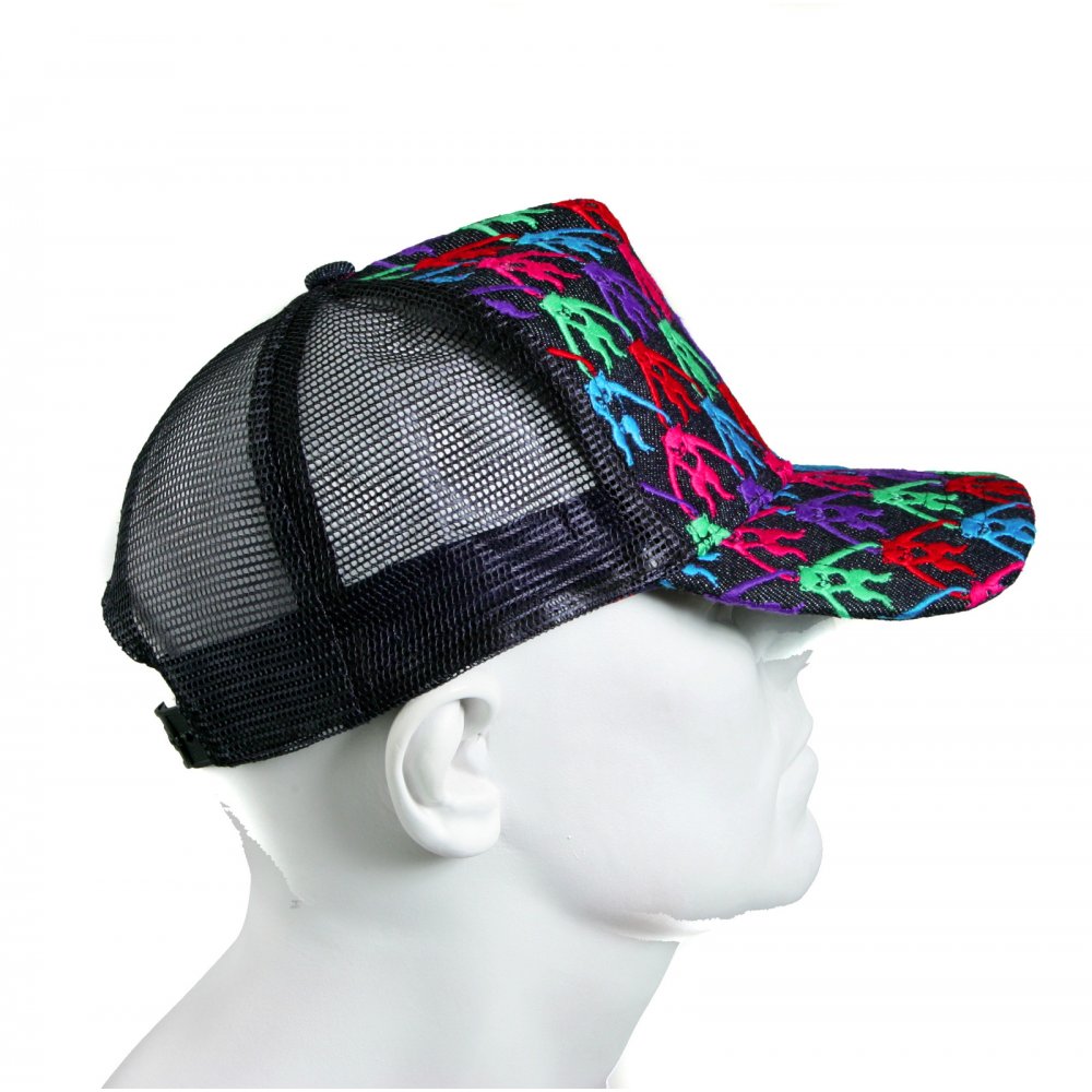 Mens black mesh with 5 colour combo embroidered cap