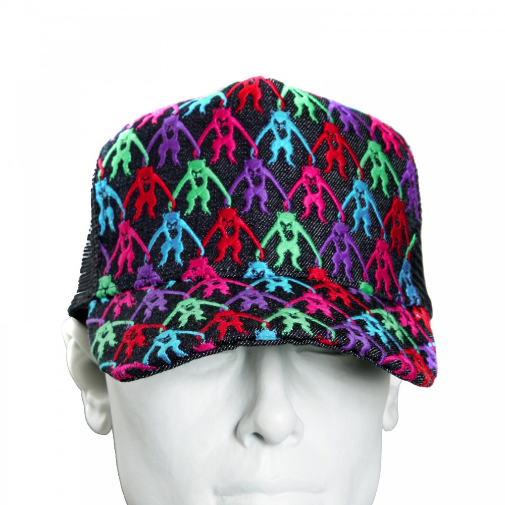 Mens black mesh with 5 colour combo embroidered cap