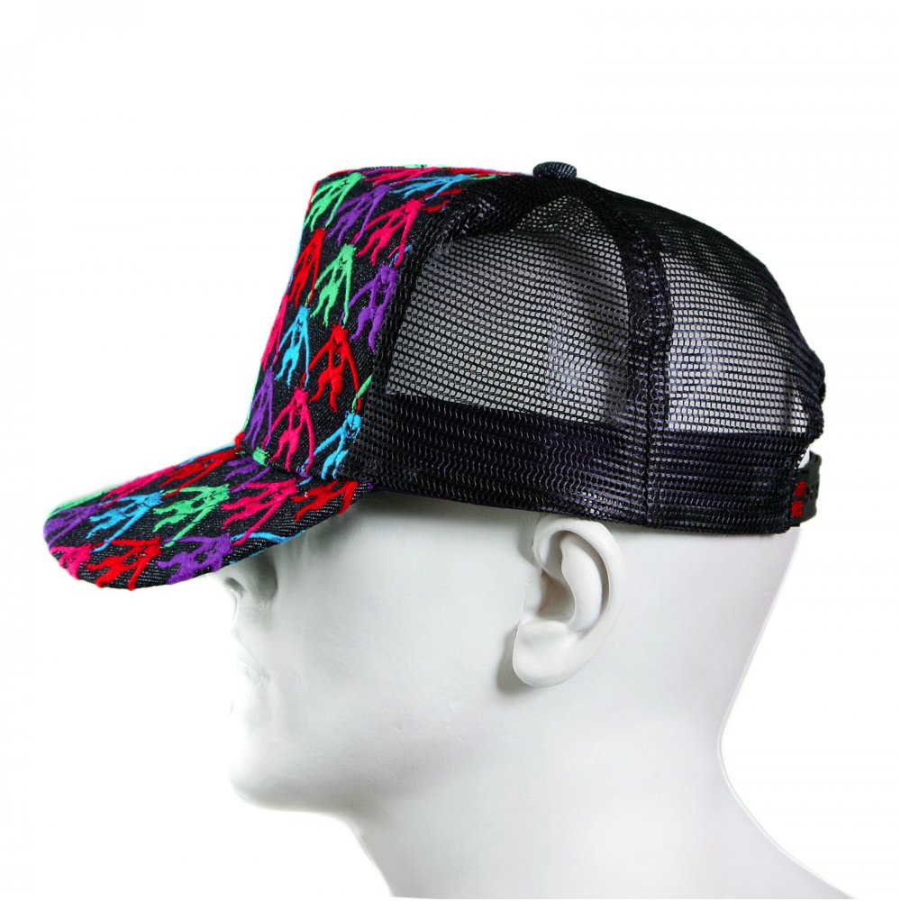 Mens black mesh with 5 colour combo embroidered cap