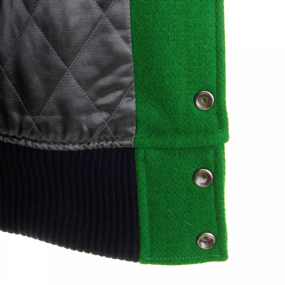 Regular Fit Kelly Green Body White Leather Sleeve Award Letterman Flying Alligators Stadium Jacket WV12077