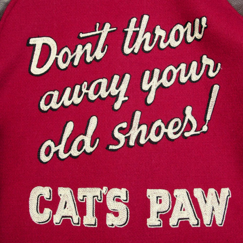 Letterman Regular Fit Red Wool Body Brown Raglan Leather Sleeve Cats Paw Jacket WV11376