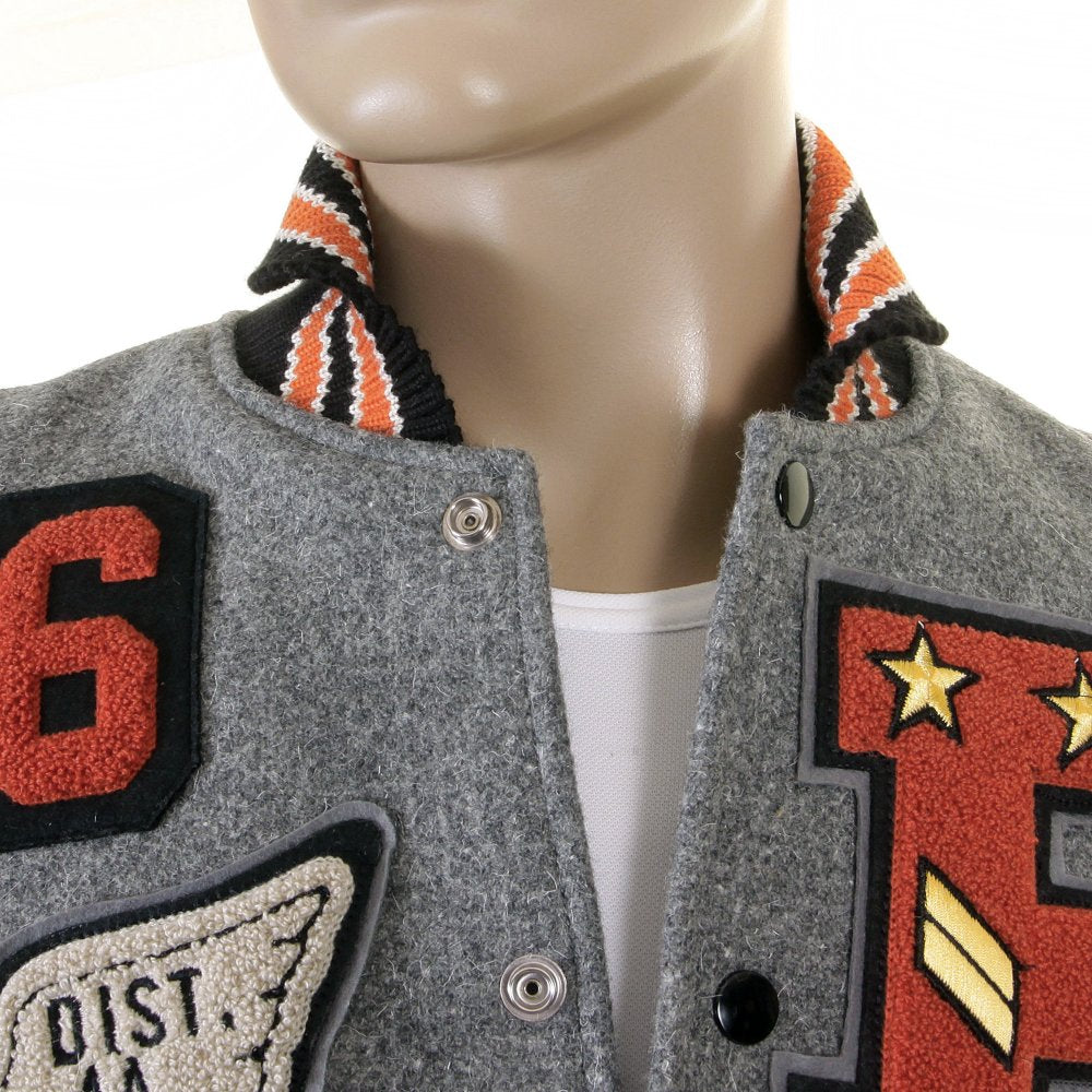 Regular Fit Grey Wool Body Black Leather Sleeve Award Letterman Philadelphia Stadium Jacket WV12310