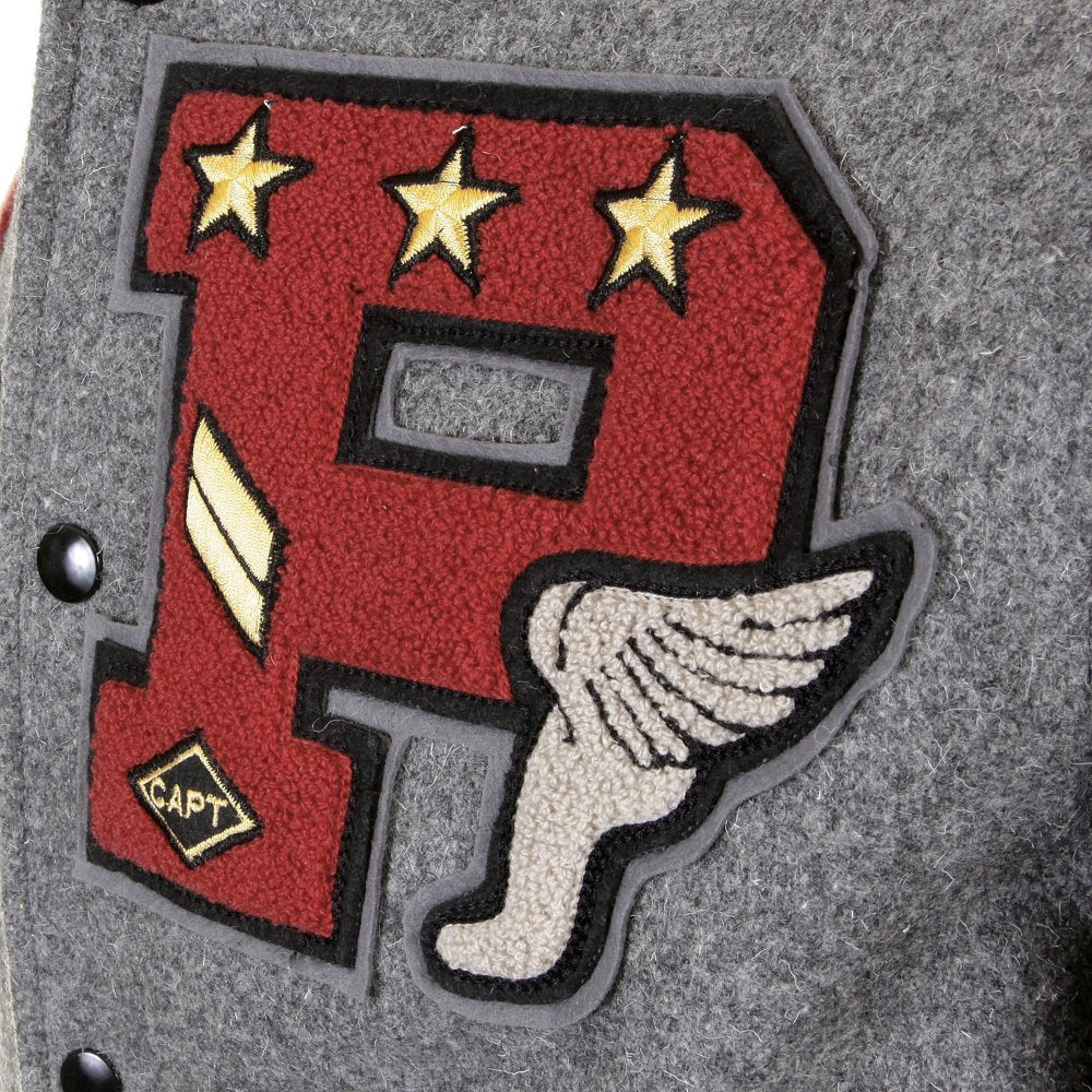Regular Fit Grey Wool Body Black Leather Sleeve Award Letterman Philadelphia Stadium Jacket WV12310