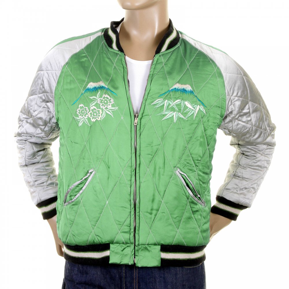 Special Limited Edition Collectors Green Body Silver Sleeves Regular Fit Fully Reversible Satin Musashi and Giant Panda Suka Memorial Jacket TT12420