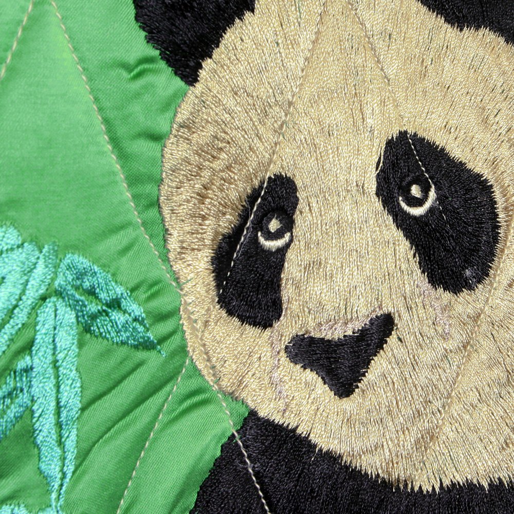 Special Limited Edition Collectors Green Body Silver Sleeves Regular Fit Fully Reversible Satin Musashi and Giant Panda Suka Memorial Jacket TT12420