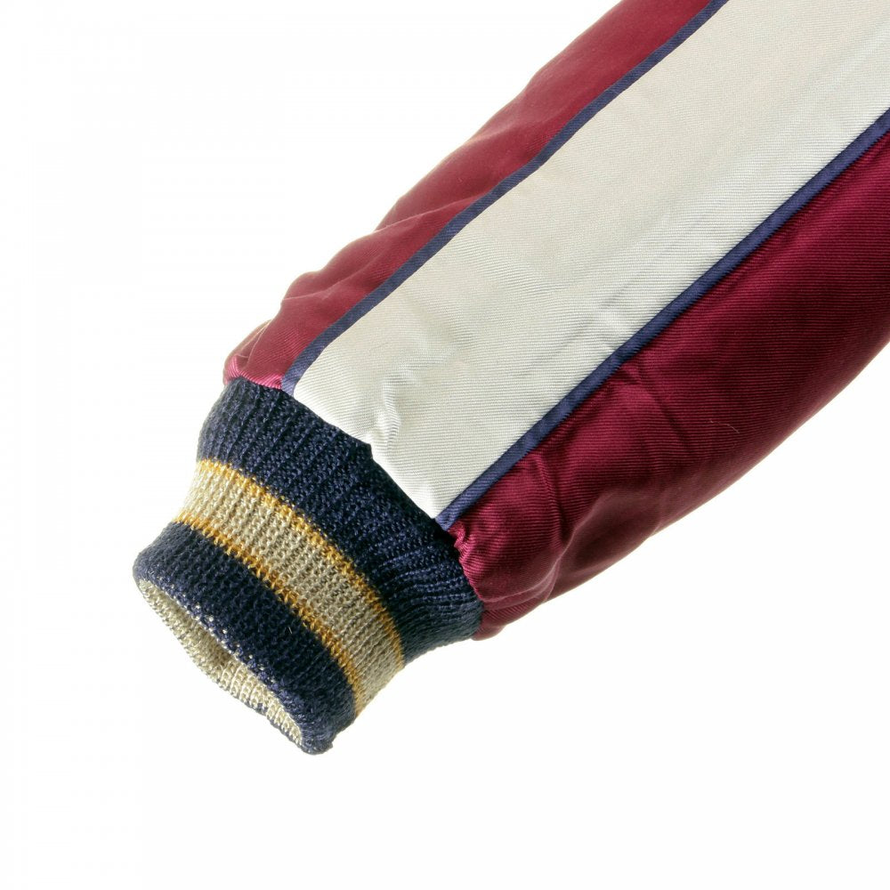Silver Body Wine Colour Sleeves Fully Reversible Souvernier Suka Jacket With Hand Embroidered Dragon TT11781
