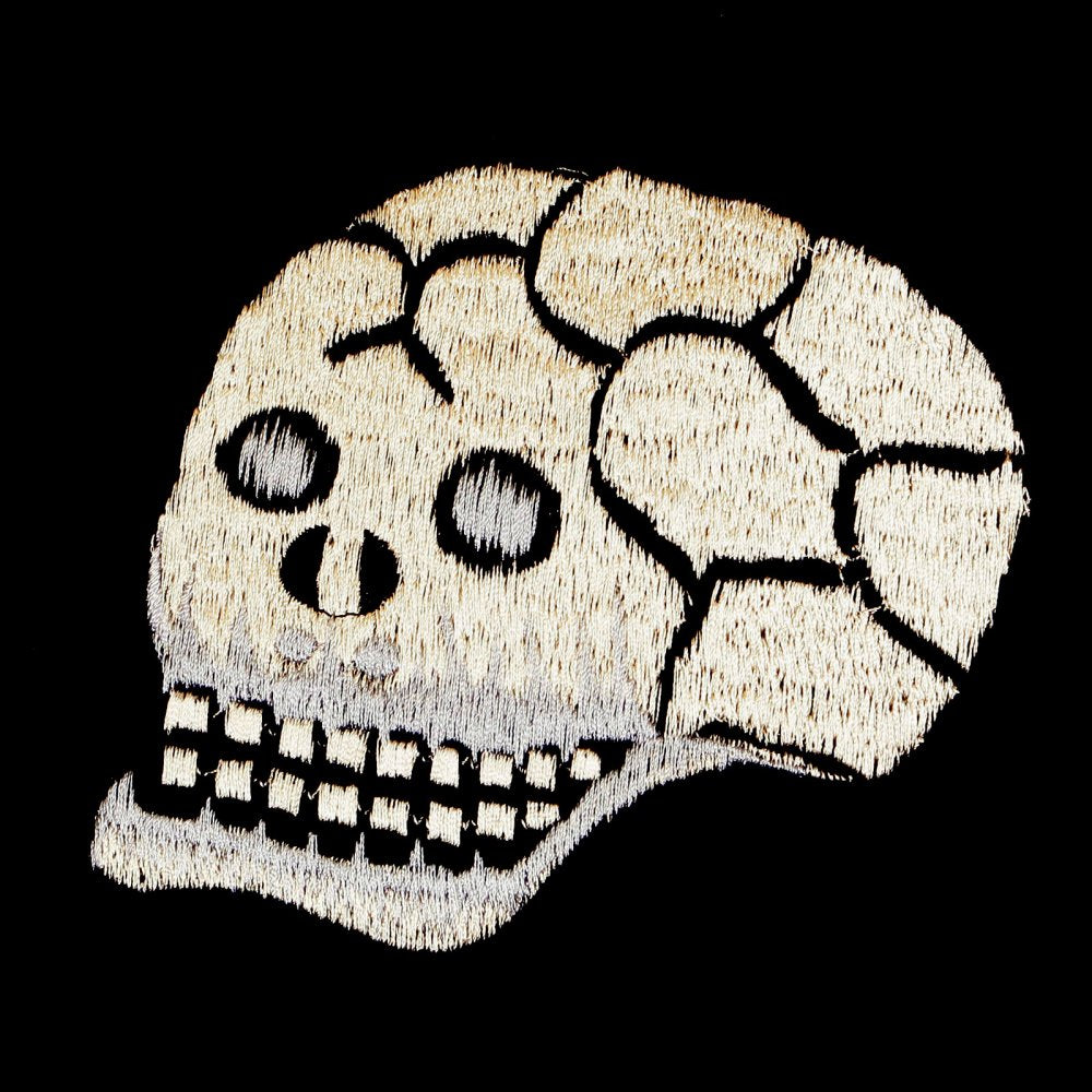Black Fully Reversible Acetate Souvenir Velvet Suka Jacket with Skull Embroidery TT11783