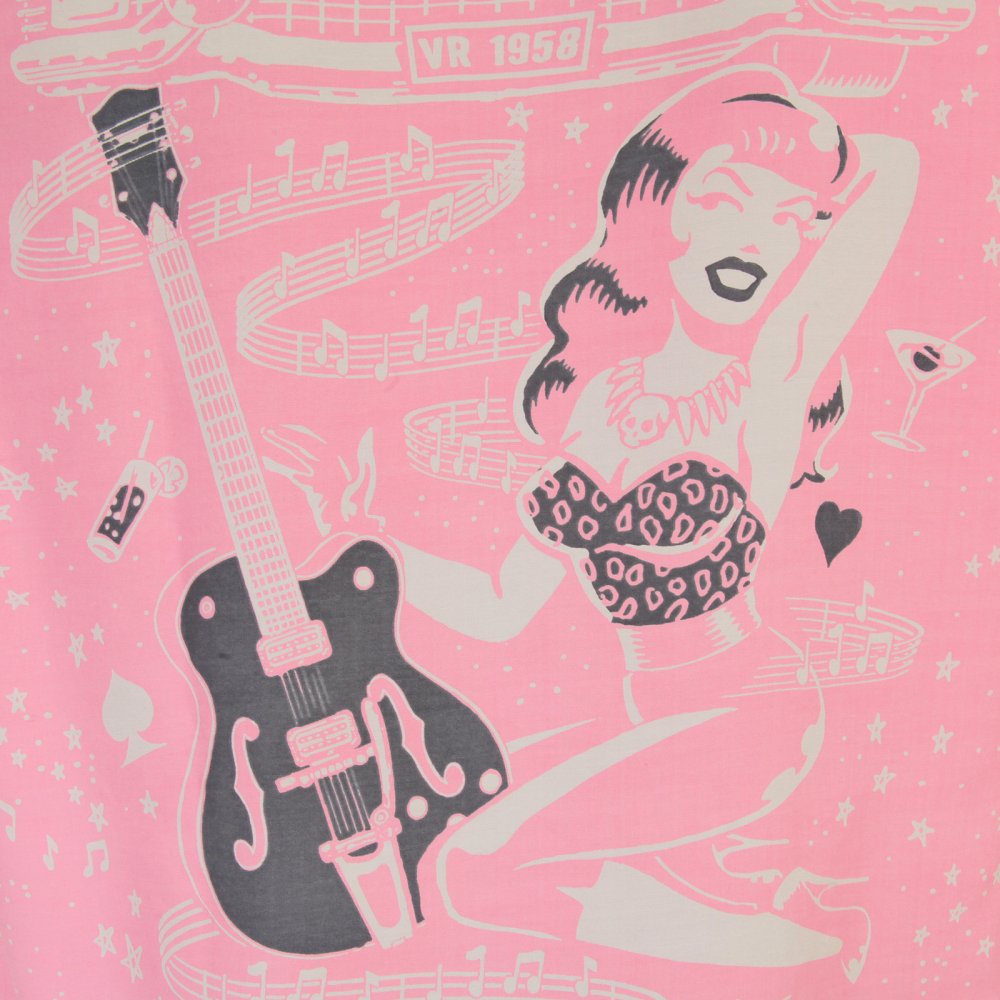 Special Edition Keoni of Hawaii Pink Rock and Roll Voodoo by Vince Ray Regular Fit Cuban Collar Short Sleeve Shirt SS36209