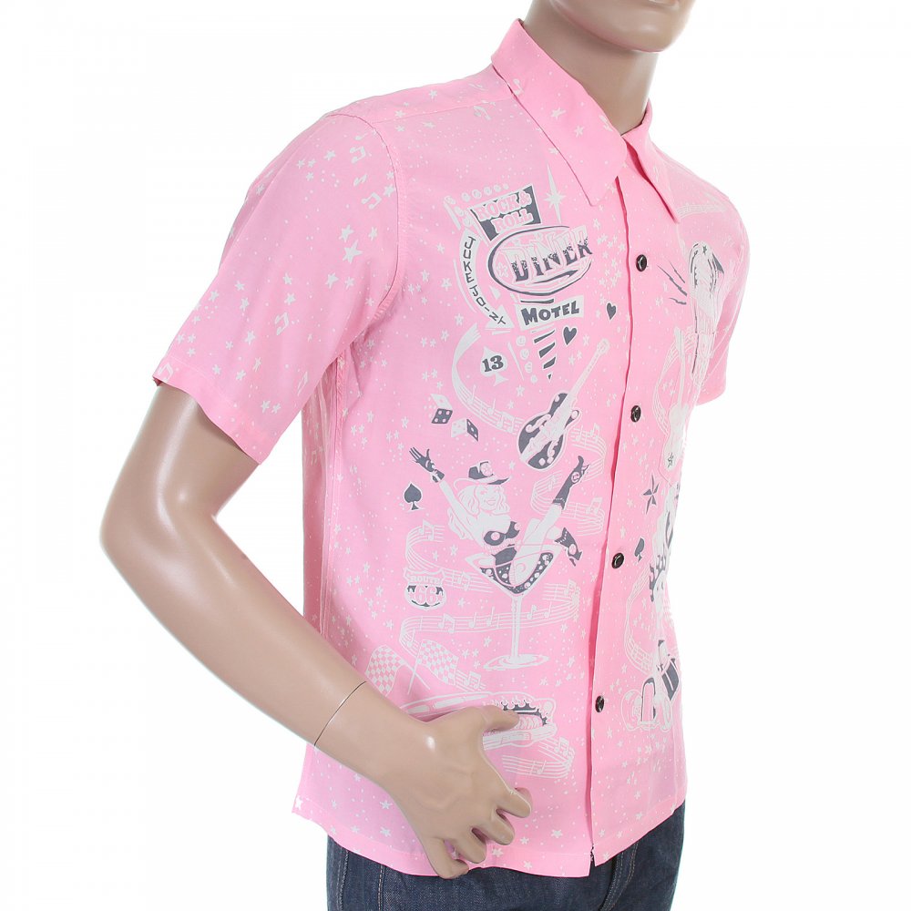 Special Edition Keoni of Hawaii Pink Rock and Roll Voodoo by Vince Ray Regular Fit Cuban Collar Short Sleeve Shirt SS36209