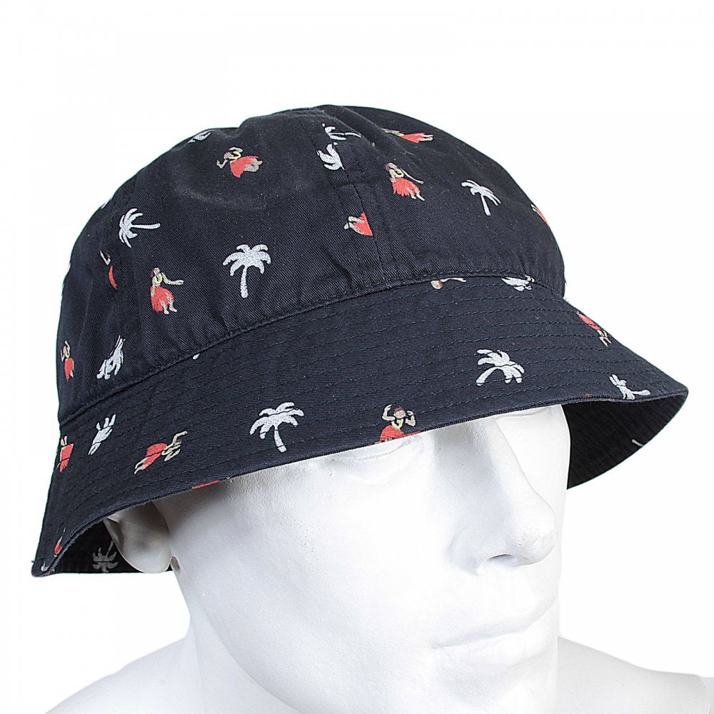 Navy Cotton Twill Crew Hat With Printed Aloha Hula Dancer SS02102