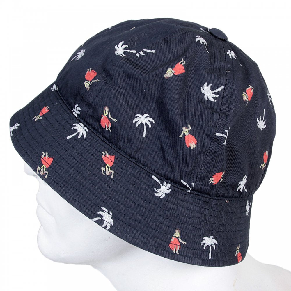 Navy Cotton Twill Crew Hat With Printed Aloha Hula Dancer SS02102