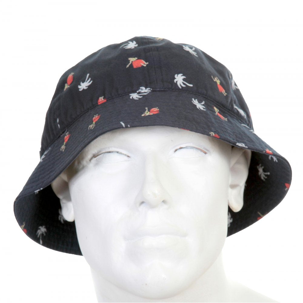 Navy Cotton Twill Crew Hat With Printed Aloha Hula Dancer SS02102