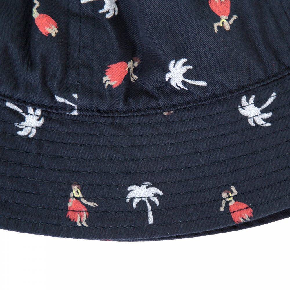 Navy Cotton Twill Crew Hat With Printed Aloha Hula Dancer SS02102